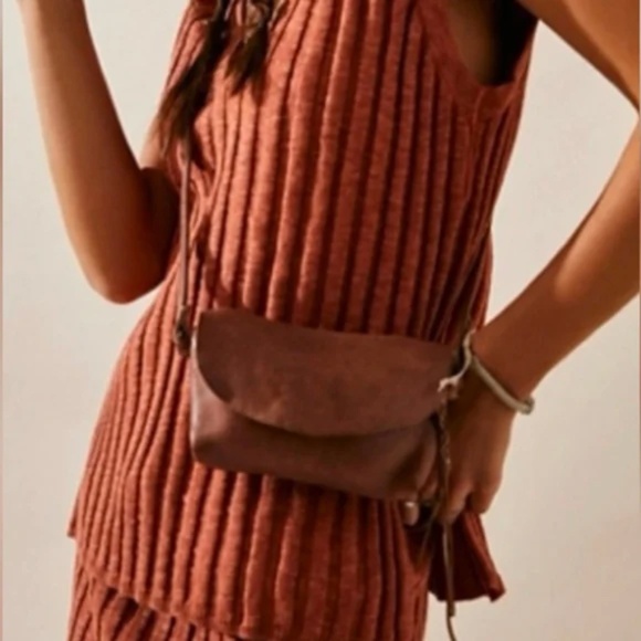 We The Free Handbags - Free People Crossbody - We The Free Leather Bag, Cognac 7.3x4.3 Inches